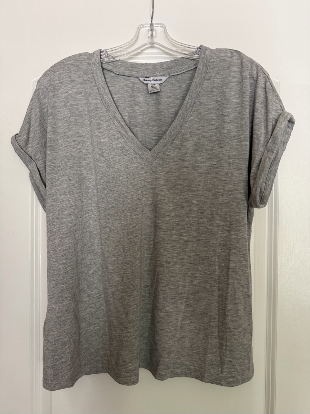 Tommy Bahama Heather Gray V-Neck Roll-Sleeve Tee